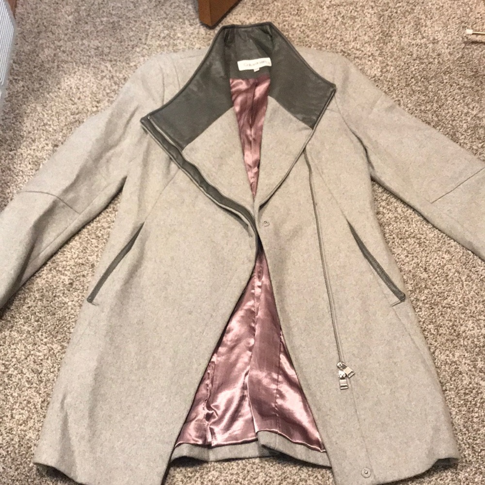 Calvin Klein Wool Jacket w Real Leather Details XS